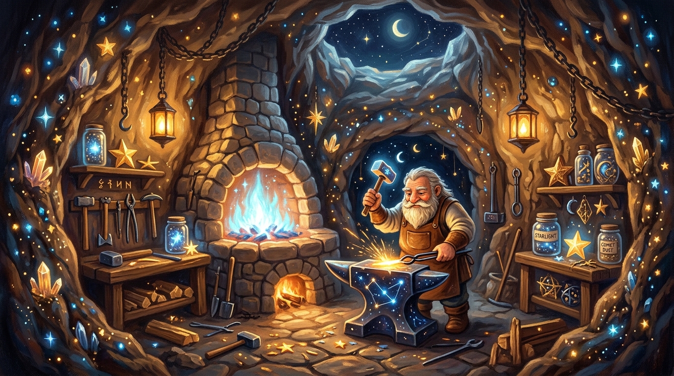 Cedric the Star Smith at his Celestial Forge