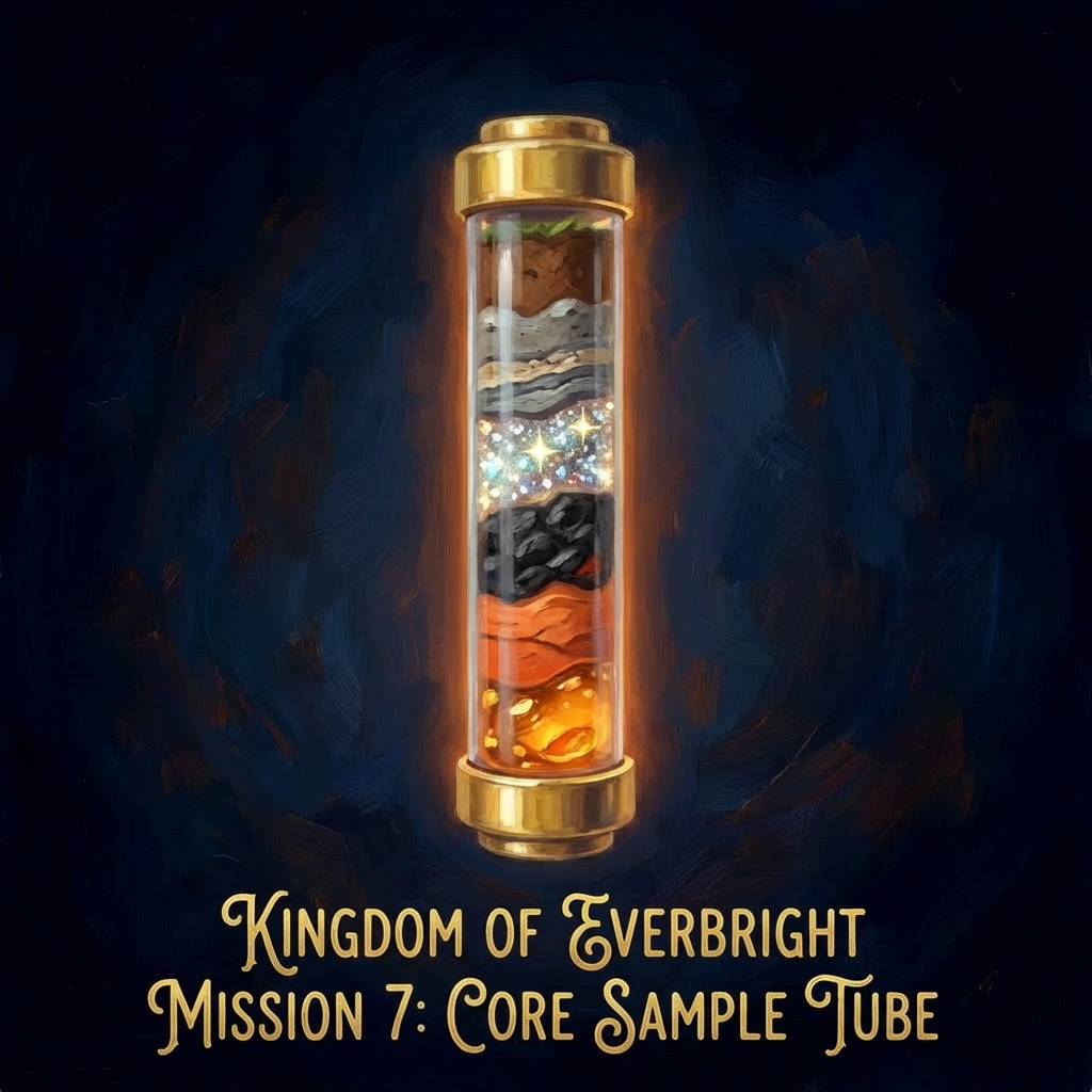 A cross-section of Earth's layers. The ground is layered like an onion. Core Sample Tube