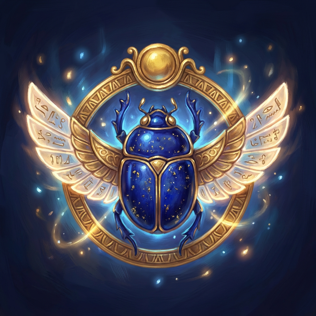 A golden scarab amulet introducing symbolic thinking and cultural belief systems. Egyptian Scarab