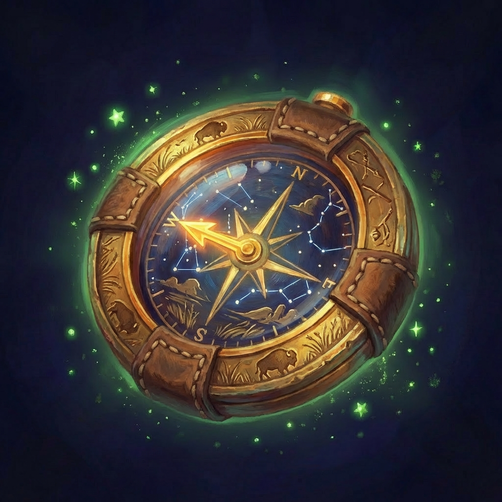 A magical compass pointing toward the next discovery. Enchanted Compass