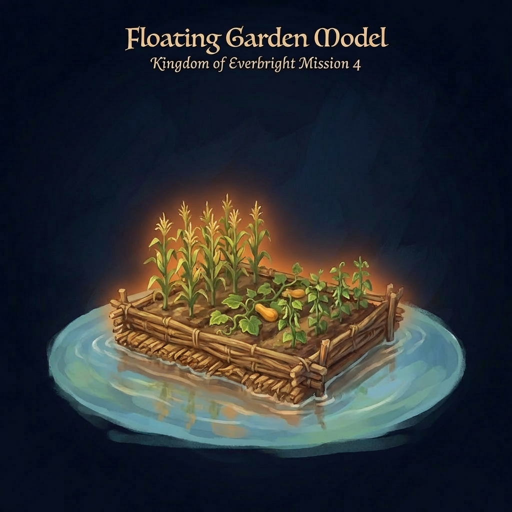 A miniature chinampa feeding a city of 200,000 people on water. Floating Garden Model