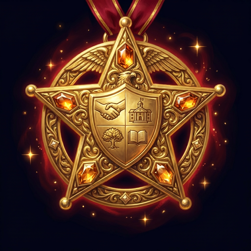 A golden badge for citizens who serve with distinction. Star Badge