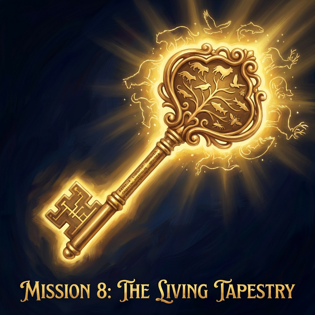 A key unlocking stories where constellations come alive with their myths. Golden Key of the Living Tapestry