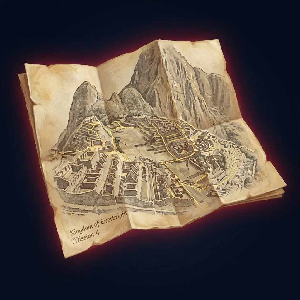 A map of the sacred citadel showing temples, terraces, and astronomical points. Machu Picchu Map