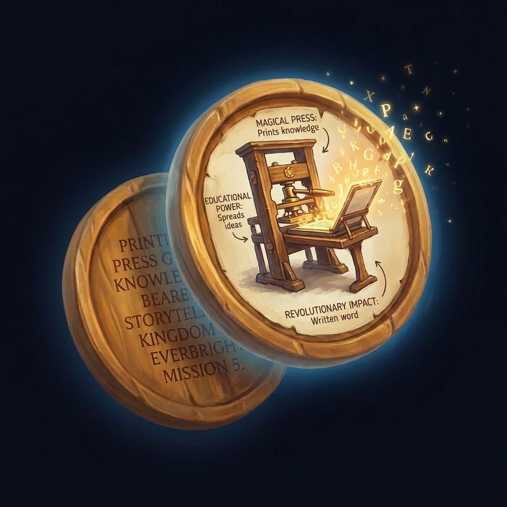 A coin honoring the technology that spread revolutionary ideas. Printing Press Coin